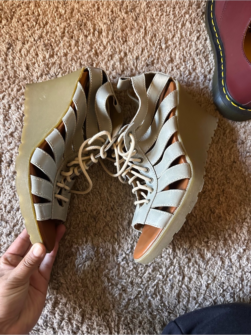 Dr.Marten Lace up wedges size 7 womens shoes red